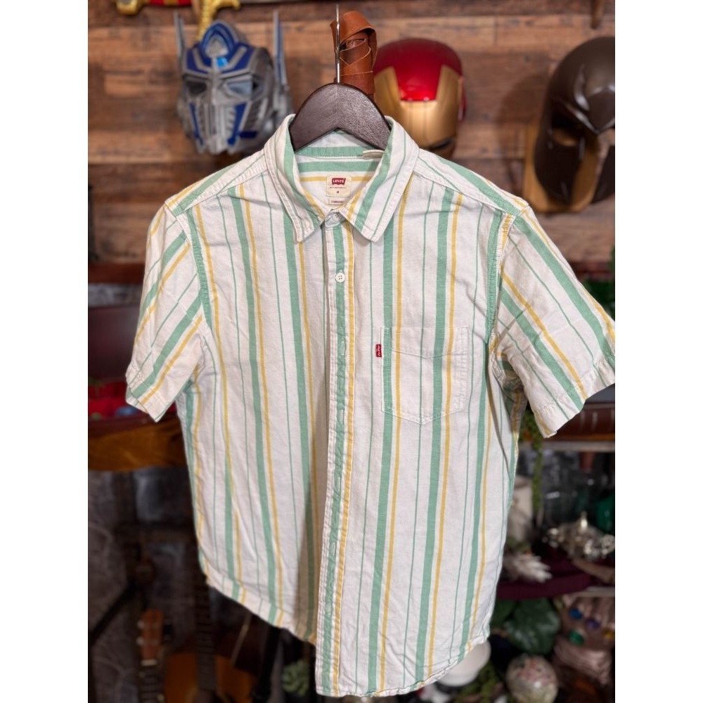 Levi's Green/Yellow Striped Button-Down Shirt Standard Medium